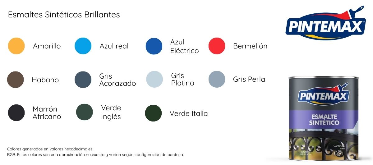 Carta de colores Esmaltes Sintéticos Pintemax