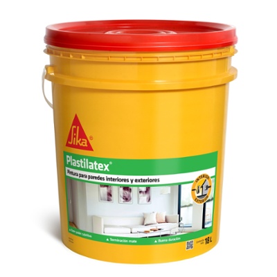 Pintura para paredes interiores y exteriores Plastilatex Sika 18Lts
