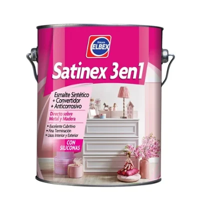 Esmalte sint�tico Satinex 3 en 1 Elbex color Blanco Tiza 4Lts