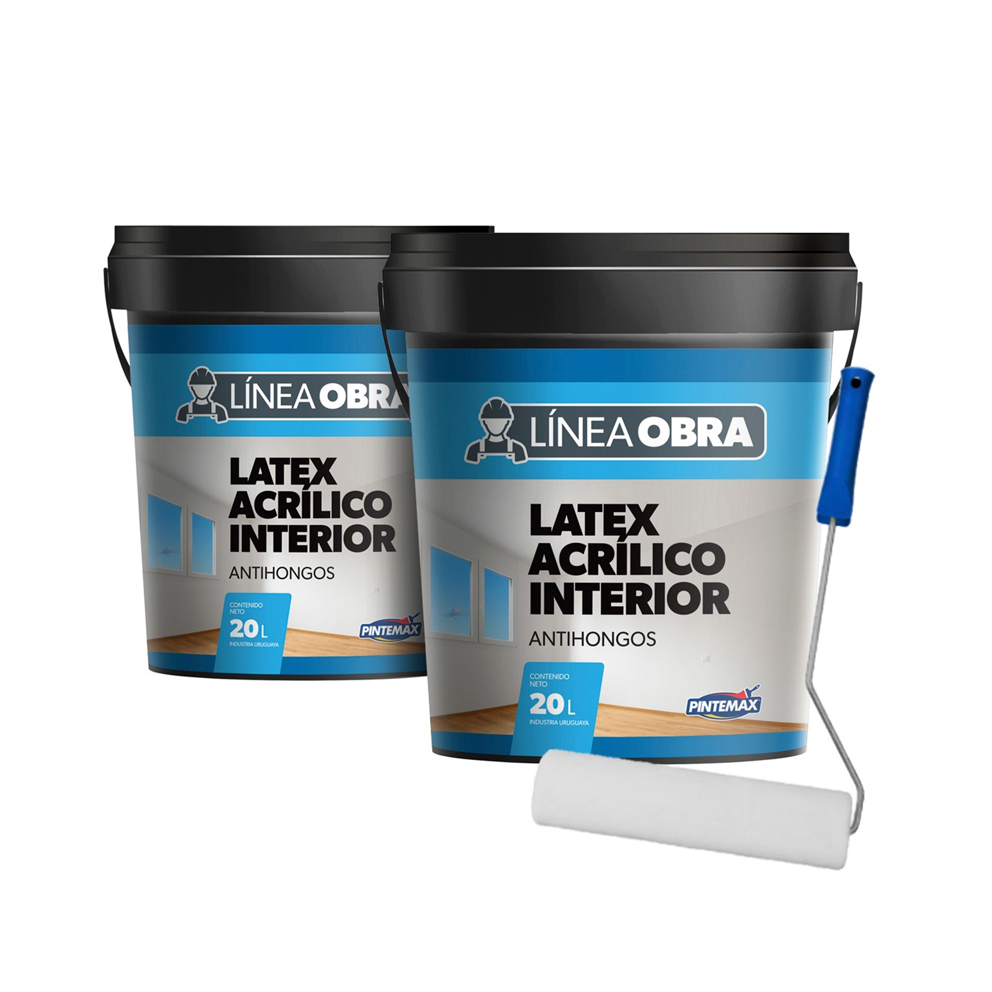 Combo Pintura L�tex Interior Antihongos L�nea Obra Pintemax 20Lts + 20Lts + Rodillo 