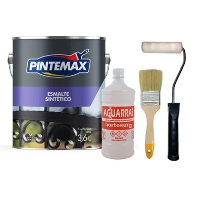 Combo Esmalte Satinado Blanco 3.6lt Pintemax + Pincel 2