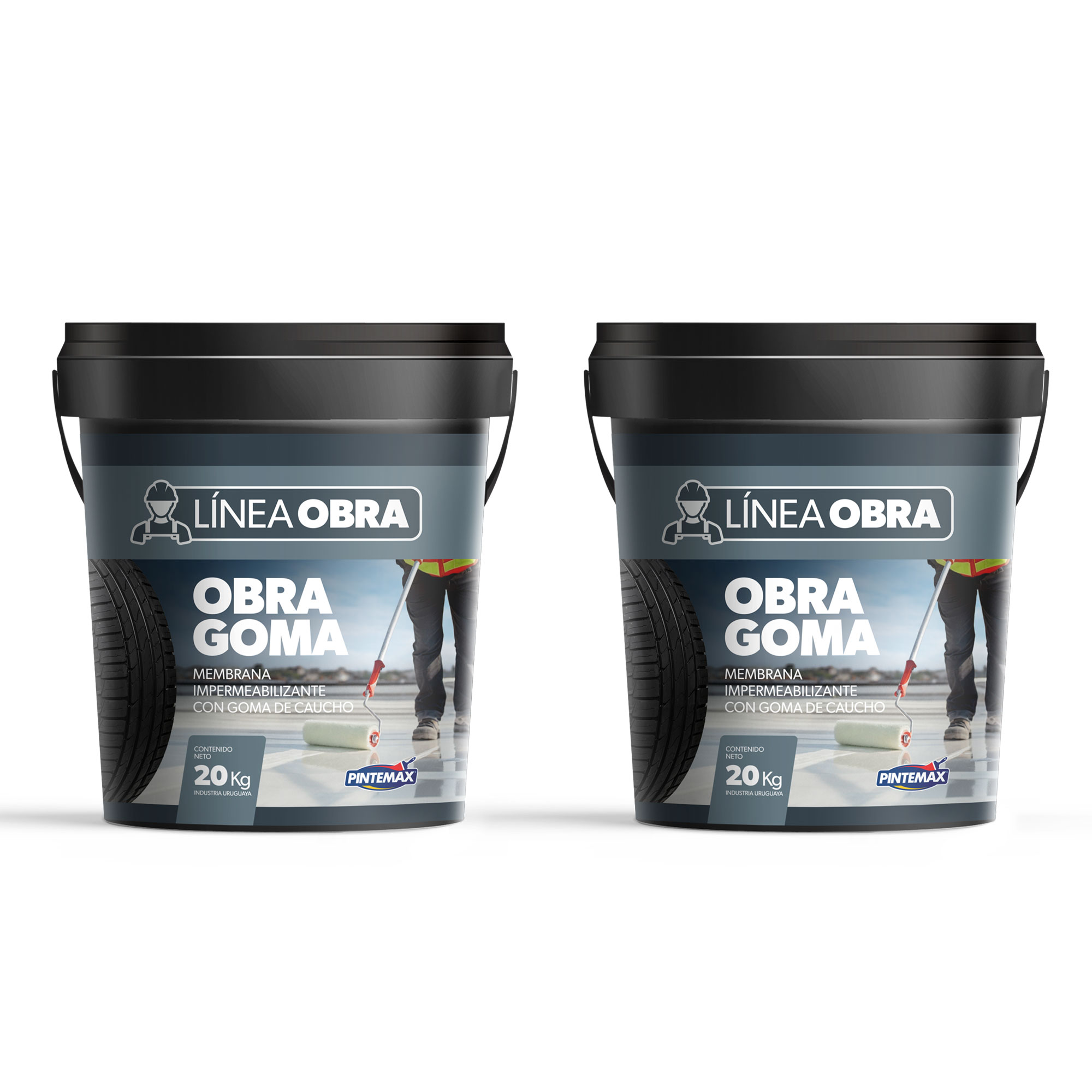 Combo Membrana L�quida con Goma de Caucho Pintemax 20 + 20kgrs. Color Terracota